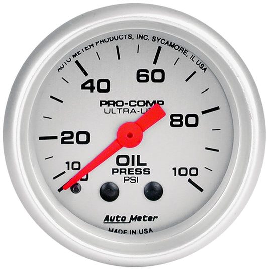 Auto Meter 4321 Ultra-Lite Oil Pressure Gauge. 100 PSI. 2-1/16.