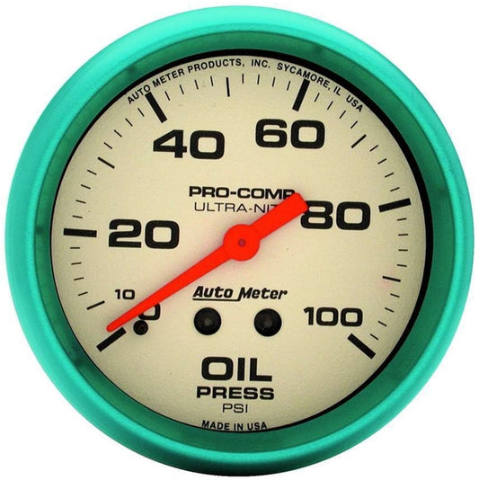 Auto Meter 4521 Ultra-Night Oil Pressure Gauge. 100 PSI. 2-5/8.
