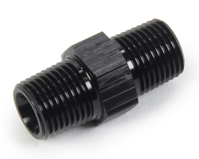 Aluminum Adapter. Straight. 1/8" NPT Male to 1/8" NPT Male.  Black Anodized.