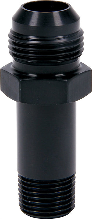 Oil Inlet Fitting. Straight. -12 AN Male to 1/2" NPT Male. Black.