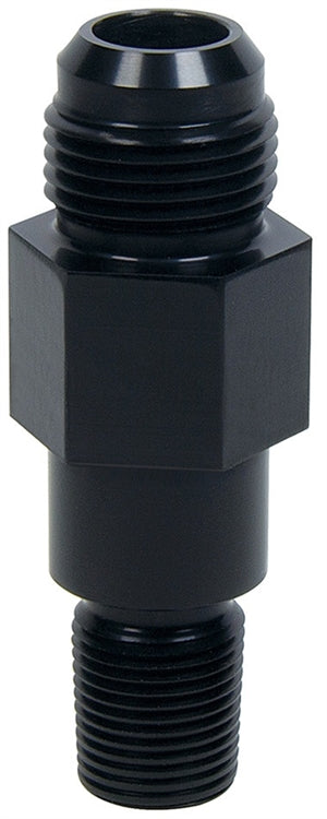 Oil Inlet Fitting. Straight. -10 AN Male to 3/8" NPT Male. Black.