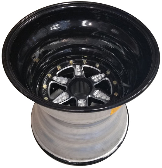 Keizer 15" x 15" x 6" Inner Beadlock Left Rear Wheel. Black.