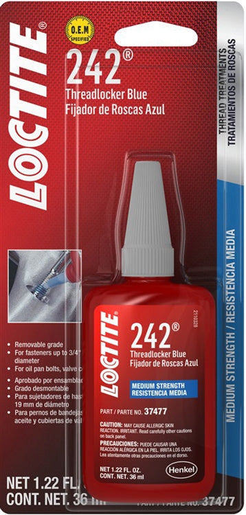 Thread Locker. Blue 242. 36 ml Bottle.