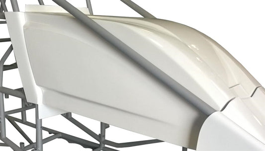 Sprint Car Dual Duct Inside Rail Hood. White.