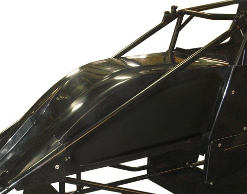 Sprint Car Dual Duct Inside Rail Hood. Black.
