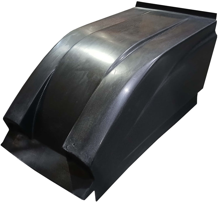 Sprint Car Dual Duct Inside Rail Hood. Carbon Fiber.