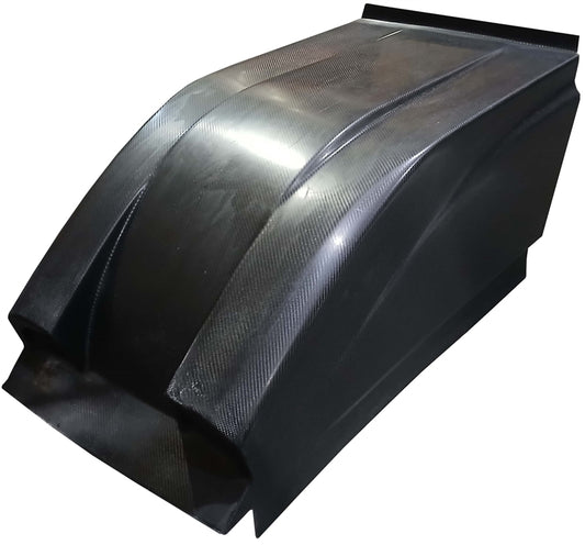 Sprint Car Dual Duct Inside Rail Hood. Carbon Fiber.