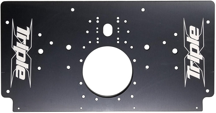Sprint Car Aluminum Rear Motor Plate.  Raised Rail.  Black.