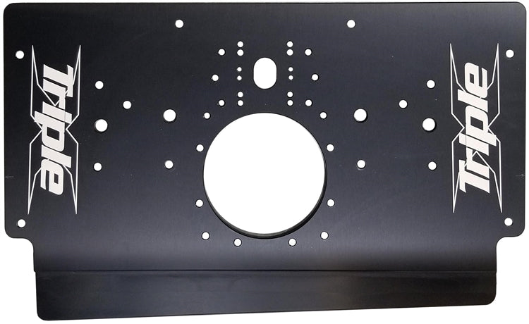 Sprint Car Aluminum Long Rear Motor Plate.  Raised Rail.  Black.