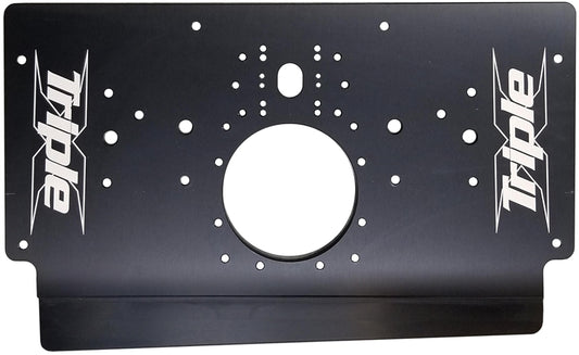 Sprint Car Aluminum Long Rear Motor Plate.  Raised Rail.  Black.