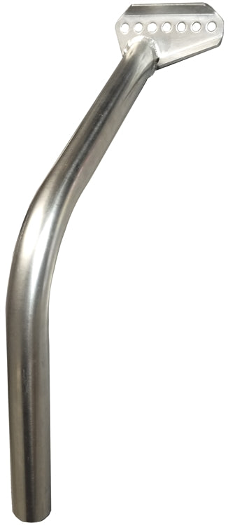 Sprint Car Nose Wing Front Post.  Chassis Clamp to Side Board.  Stainless.  Adjustable mounting bracket.  Left Side.