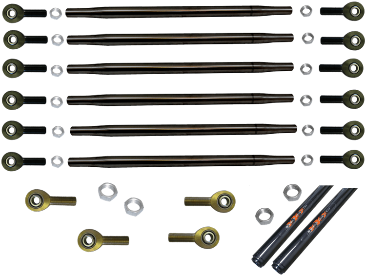 Sprint Car Radius Rod Kit-Black (Complete with Drag Link and Tie Rod)