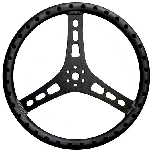 Steering Wheel.  15" Wide.  1 1/4" Tube.  Lightweight Aluminum.  Black.