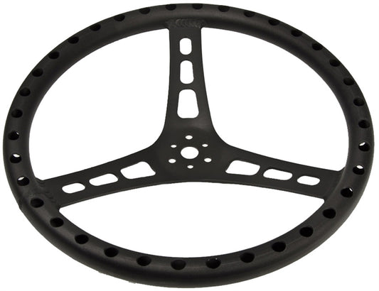 Steering Wheel.  15" Wide.  1 1/4" Tube.  2 1/2" Dish. Lightweight Aluminum.  Black.