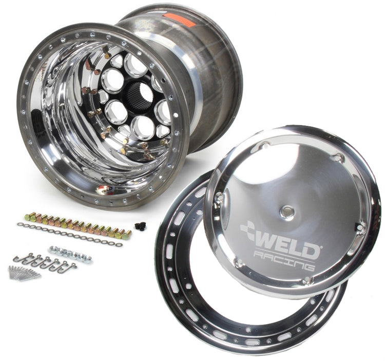 Weld 15" x 17" x 5" Outer Beadlock Right Rear Wheel with Mud Cover