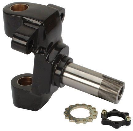 Winters Sprint Car Front Spindle.  Aluminum.  Titanium Straight Snout.  With Locknut Kit.  Black.